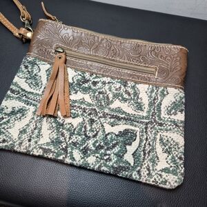 Myra Bag Hope Pouch Wristlet Leather Cotton Coin Travel Bag